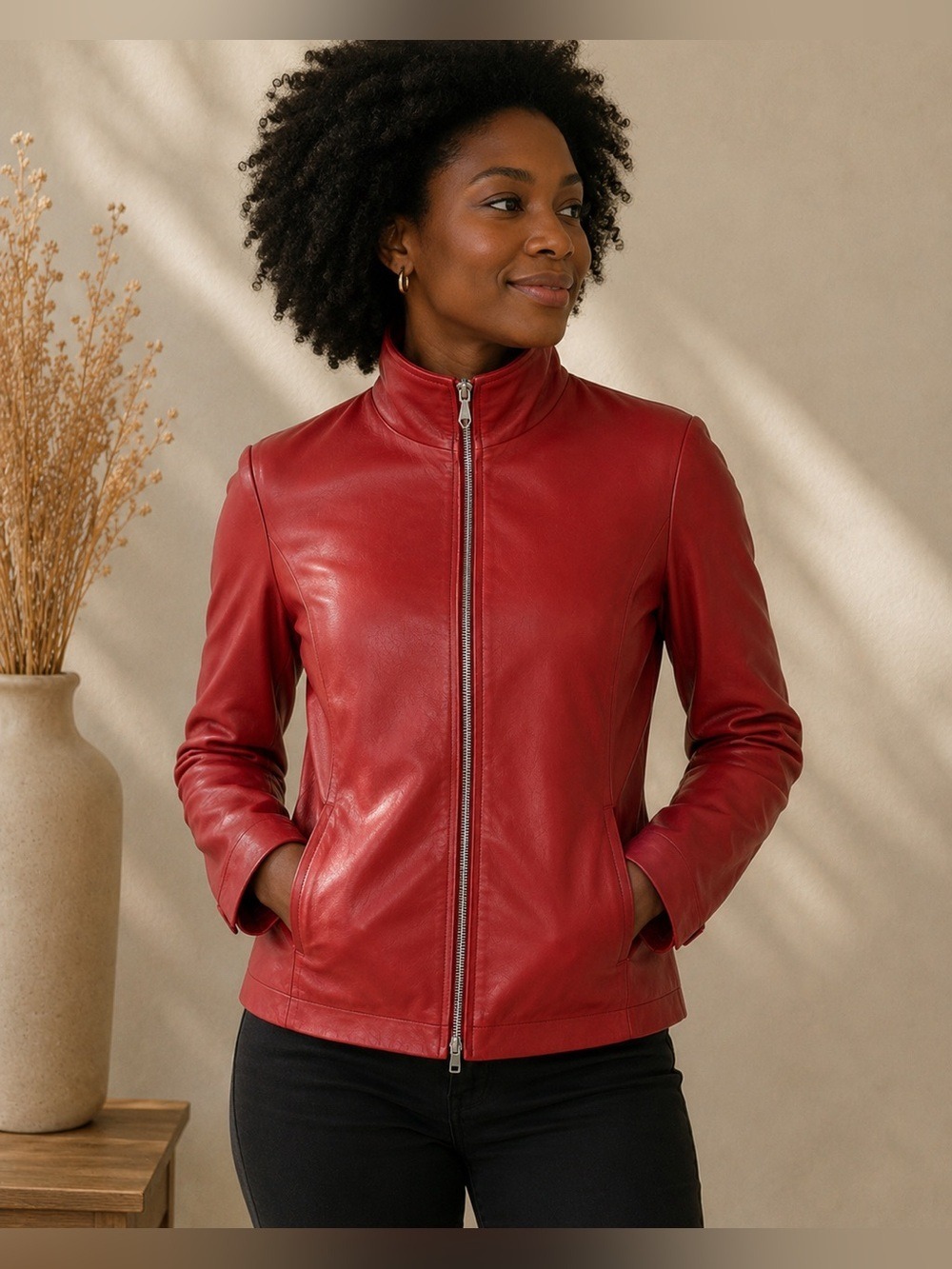 ❤️Passion 100% Genuine Leather Jacket Vibrant Red Statement Piece Y2K Moto Small